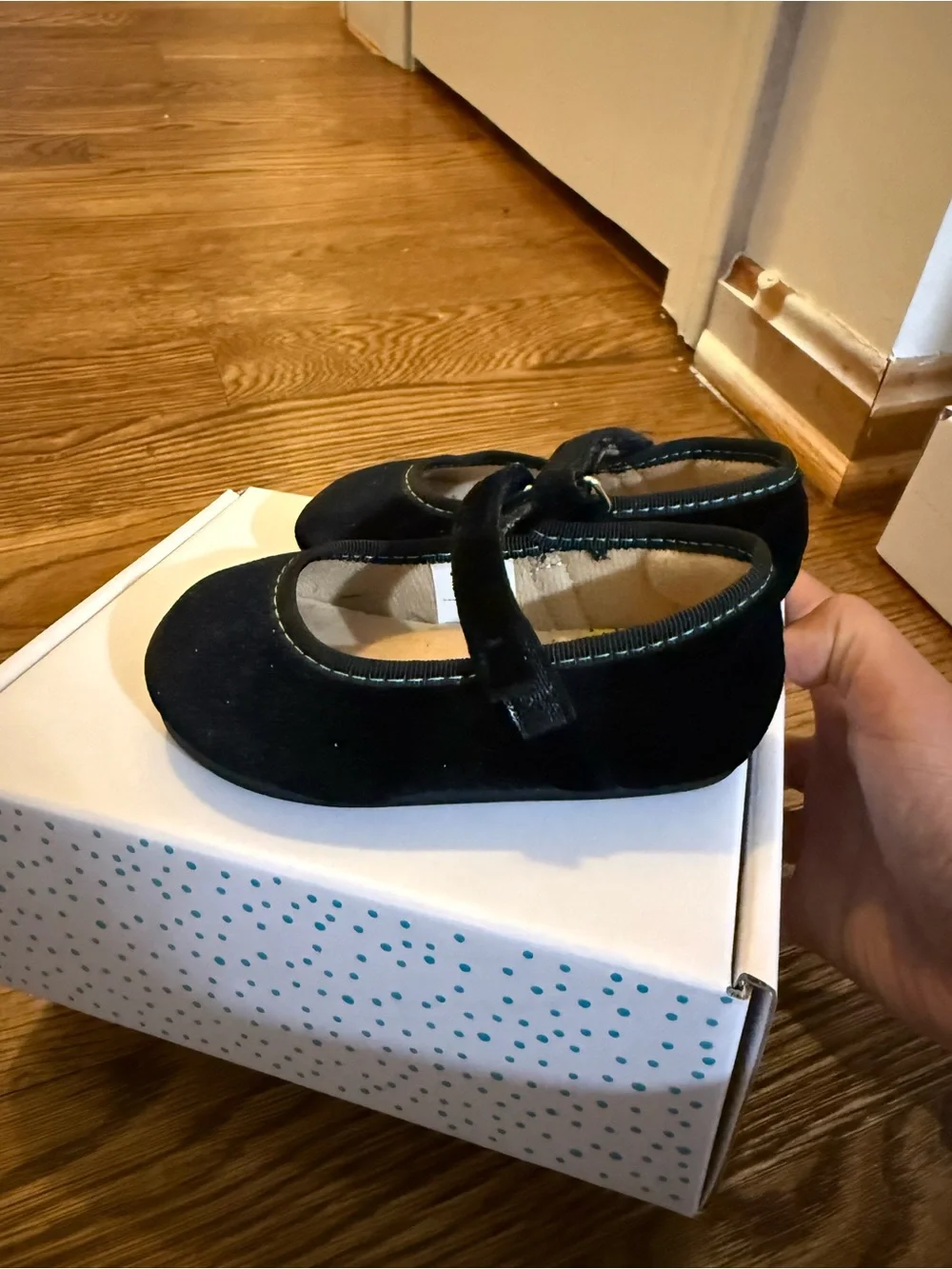Girls Black Mary Jane Shoes with Velcro Strap